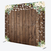 Lofaris Wooden Floral Lights Bokeh Square Tension Backdrop